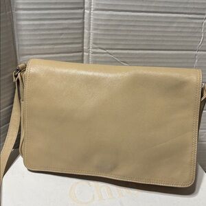 Ganson Elegant Tan Leather Shoulder/crossbody flap Bag. Made in Korea. NWOT